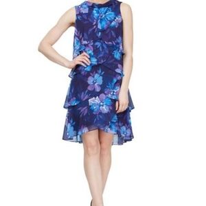 SLNY Blue Floral Layered Dress 👗 8